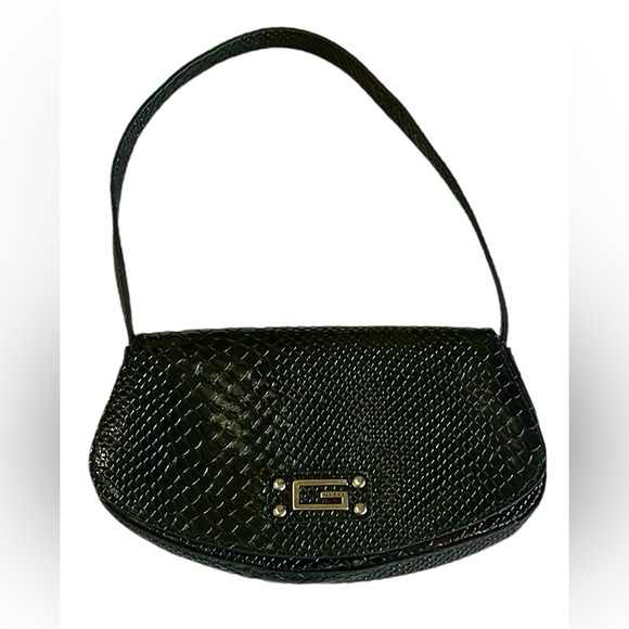 Guess Handbags - Guess Retro Black Snakeskin Shoulder Bag